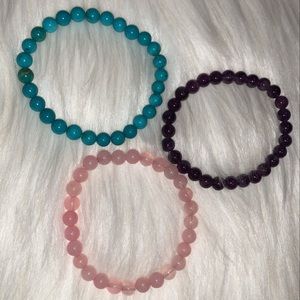 turquoise rose quartz and amethyst bracelets